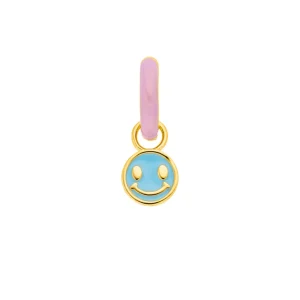 Single Creole "Happy" EMOJI, 18 K Gelbgold vergoldet-LEAF Fashion