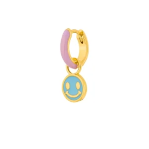 Single Creole "Happy" EMOJI, 18 K Gelbgold vergoldet-LEAF Fashion