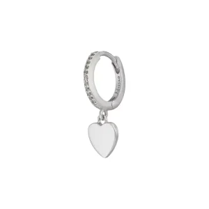 Single Creole HEART/Zirkonia, 925 Sterlingsilber-LEAF Hot
