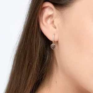 Single Creole HEART/Zirkonia, 18 K Rosegold vergoldet-LEAF Clearance