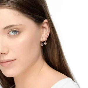 Single Creole HEART/Zirkonia, 18 K Rosegold vergoldet-LEAF Clearance