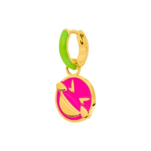 Single Creole "LOL" EMOJI, 18 K Gelbgold vergoldet-LEAF Online