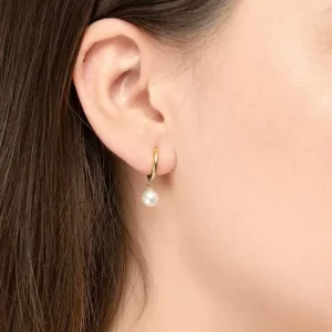 Single Creole PEARL, 18 K Gelbgold vergoldet-LEAF Hot