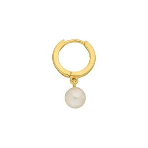 Single Creole PEARL, 18 K Gelbgold vergoldet-LEAF Hot