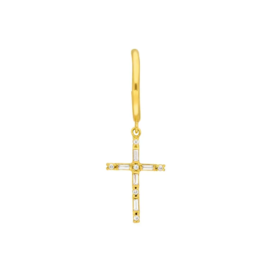 single_creole_sparkle_cro_0.webp Single Creole SPARKLE CROSS, 18 K Gelbgold vergoldet-LEAF Hot