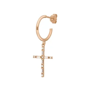 Single Creole SPARKLE CROSS, 18 K Rosegold vergoldet-LEAF Hot