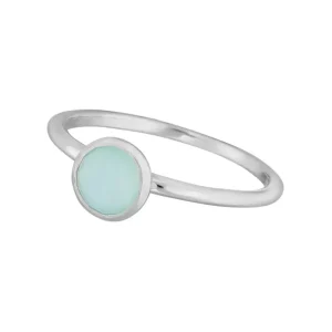 Stacking Ring, Aqua Chalzedon, 6mm, 925 Sterlingsilber, Gr.52-LEAF Sale