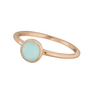 Stacking Ring, Aqua Chalzedon, 6mm, 18 K Rosegold vergoldet, Gr.52-LEAF New