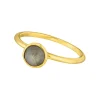 Stacking Ring, Labradorit, 6mm, 18 K Gelbgold vergoldet, Gr.50-LEAF Best