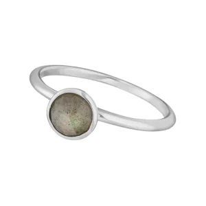 Stacking Ring, Labradorit, 6mm, 925 Sterlingsilber, Gr.52-LEAF Sale