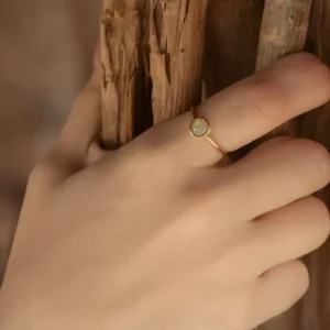 Stacking Ring, Labradorit, 6mm, 18 K Rosegold vergoldet, Gr.50-LEAF New