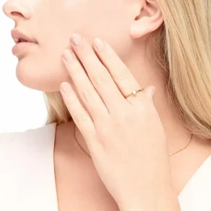 Stacking Ring, Perle, 3mm, 18 K Roségold vergoldet-LEAF Sale