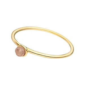 Stacking Ring, Rosenquarz, 3mm, 18 K Gelbgold vergoldet-LEAF Best