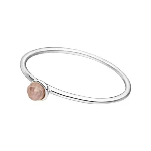 Stacking Ring, Rosenquarz, 3mm, 925 Sterlingsilber-LEAF Hot