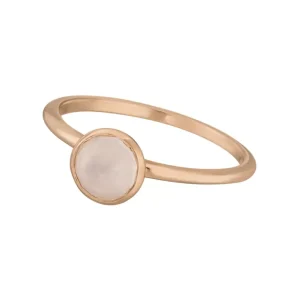 Stacking Ring, Rosenquarz, 6mm, 18 K Rosegold vergoldet, Gr.52-LEAF New