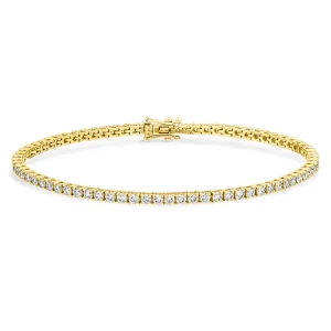 Tennisarmband mit Diamanten, 18 Karat Gelbgold, 3.42ct, 17.0cm-LEAF Sale