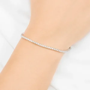 Tennisarmband mit Diamanten, 18 Karat Weißgold, 3.42ct, 17.0cm-LEAF New