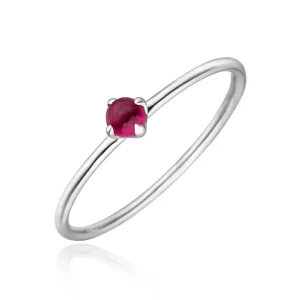 Verlobungsring Cabochon, 14 Karat Weißgold, Rubin-LEAF Outlet