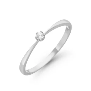 Verlobungsring Classic Solitair 0,04ct, 14 Karat Weißgold, Gr.52-LEAF Hot