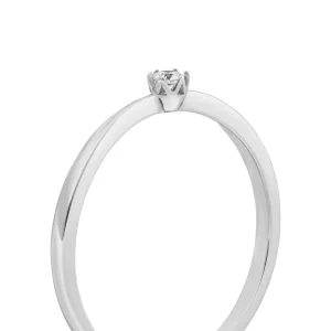 Verlobungsring Classic Solitair 0,04ct, 14 Karat Weißgold, Gr.52-LEAF Hot