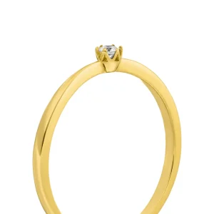 Verlobungsring Classic Solitair 0,04ct, 14K Gelbgold, Gr.52-LEAF Fashion
