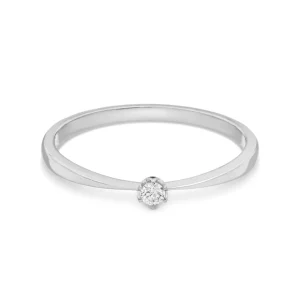 Verlobungsring Classic Solitair 0,04ct, 14 Karat Weißgold, Gr.52-LEAF Hot