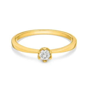 Verlobungsring Classic Solitair 0,14ct, 14 Karat Gelbgold-LEAF Online