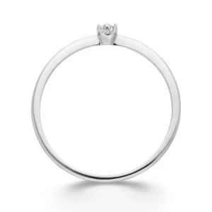 Verlobungsring Classic Solitair 0,04ct, 14 Karat Weißgold, Gr.52-LEAF Hot