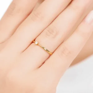 Verlobungsring Classic Solitair 0,04ct, 14K Gelbgold, Gr.52-LEAF Fashion