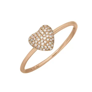 Verlobungsring Herz mit Diamanten, 18 Karat Rosegold-LEAF Discount