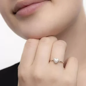 Verlobungsring Herz mit Diamanten, 18 Karat Rosegold-LEAF Discount