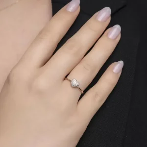 Verlobungsring Herz mit Diamanten, 18 Karat Rosegold-LEAF Discount