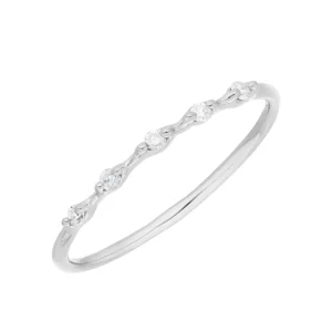 Verlobungsring mit 5 Diamanten, 14 Karat Weißgold-LEAF New