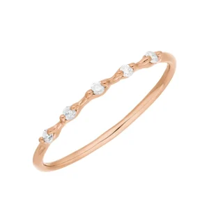 Verlobungsring mit 5 Diamanten, 14 Karat Rosegold-LEAF New