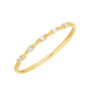 Verlobungsring mit 5 Diamanten, 14 Karat Gelbgold-LEAF Sale