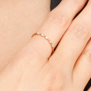 Verlobungsring mit 5 Diamanten, 14 Karat Rosegold-LEAF New