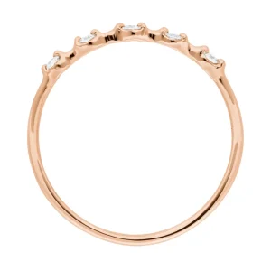 Verlobungsring mit 5 Diamanten, 14 Karat Rosegold-LEAF New