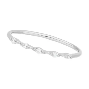 Verlobungsring mit 5 Diamanten, 14 Karat Weißgold-LEAF New