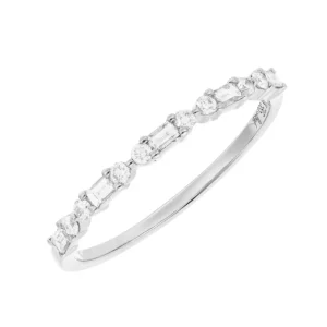 Verlobungsring mit Baguette Diamanten, 14 Karat Weißgold-LEAF Clearance