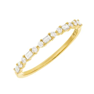 Verlobungsring mit Baguette Diamanten, 14 Karat Gelbgold-LEAF Online