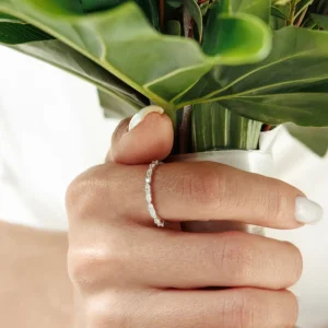 Verlobungsring mit Baguette Diamanten, 14 Karat Rosegold-LEAF Fashion