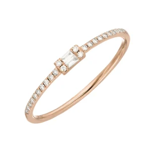 Verlobungsring mit Diamanten, Tiny Baguette, 14 Karat Rosegold-LEAF Clearance