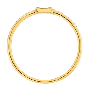 Verlobungsring mit Diamanten, Tiny Baguette, 14 Karat Gelbgold-LEAF Fashion