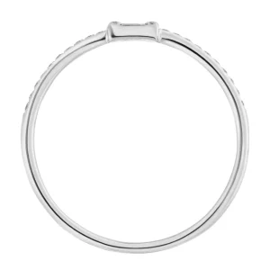 Verlobungsring mit Diamanten, Tiny Baguette, 14 Karat Weißgold-LEAF Sale
