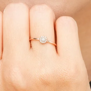 Verlobungsring Pave II in 18 Karat Rosegold mit Diamanten-LEAF Discount