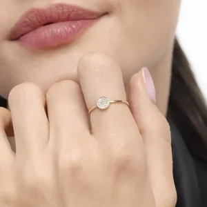 Verlobungsring Pave in 18 Karat Rosegold mit Diamanten-LEAF New