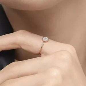 Verlobungsring Pave in 18 Karat Gelbgold mit Diamanten-LEAF Discount