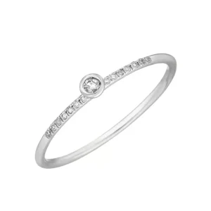 Verlobungsring Petite, White Diamond, 14 Karat Weißgold-LEAF New