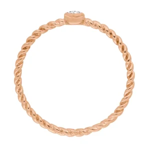 Verlobungsring Single Diamond in 18 Karat Rosegold-LEAF Discount