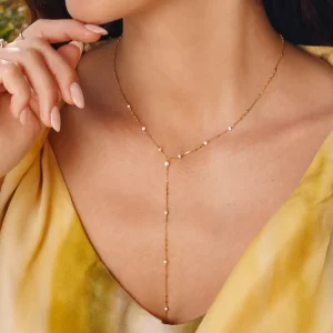 Y-Halskette Flying Pearls, 18 Karat Gelbgold vergoldet-LEAF Outlet